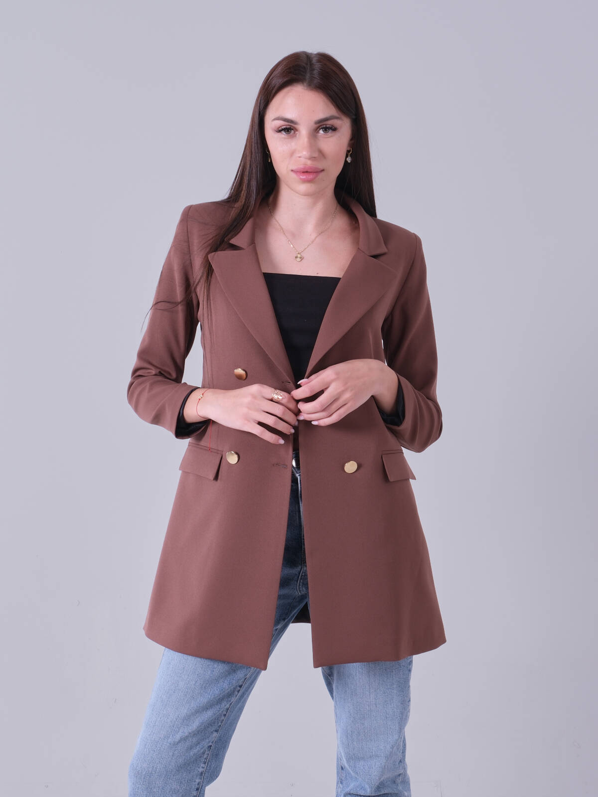 Açık Kahverengi Astarlı Düğme Kapamalı Blazer Ceket 0105123.197 