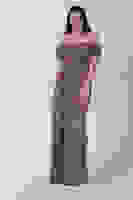 Bakır Kadın Omzu Açık Payetli Yırtmaçlı Uzun Abiye Elbise 9705544.231 Bakır