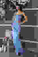 Bebe Mavi Göğüs Pul ve Taşlı Saten Abiye 9705294.449 Bebe Mavi