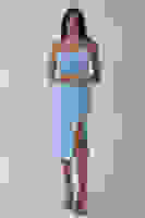 Bebe Mavi İp Askılı Yırtmaç Detaylı Midi Boy Abiye 0801078.449 Bebe Mavi