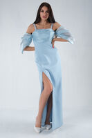 Bebe Mavi Kolları Şifon Yırtmaçlı Abiye 9705139.449 