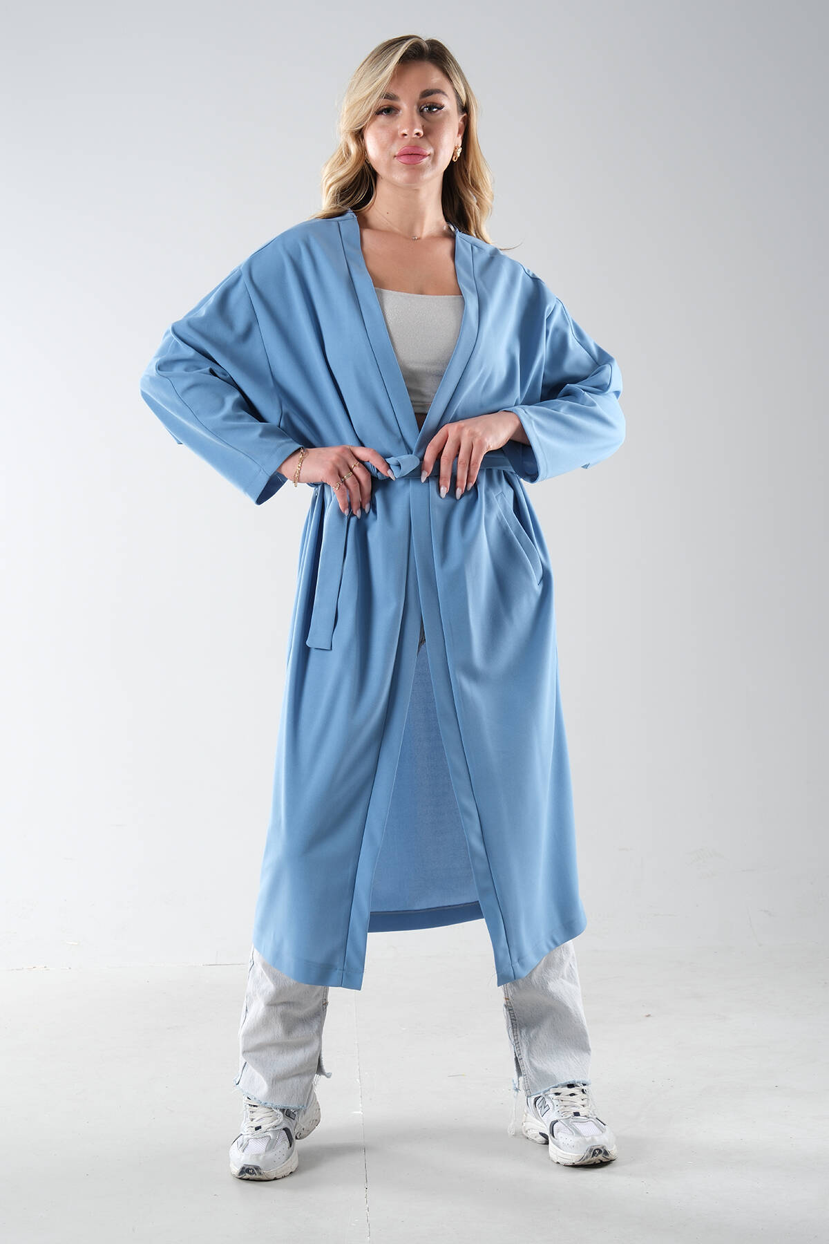 Bebe Mavi Krep Belden Kuşaklı Kimono 0107121.449 - Ardanewline