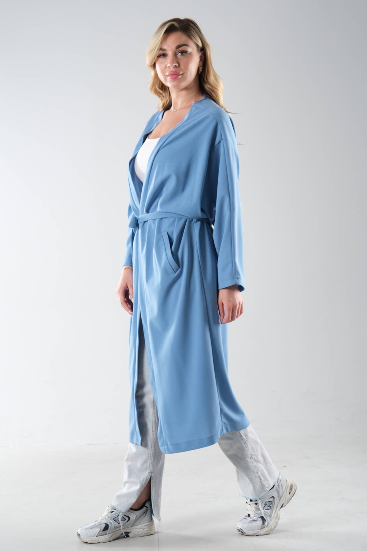 Bebe Mavi Krep Belden Kuşaklı Kimono 0107121.449 - Ardanewline (1)