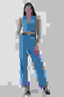 Bebe Mavi Likralı Krep Kumaş Yelekli Pantolon Takım 0106323.449 