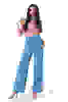 Bebe Mavi Yüksek Bel Pileli Palazzo Pantolon 0102066.449 