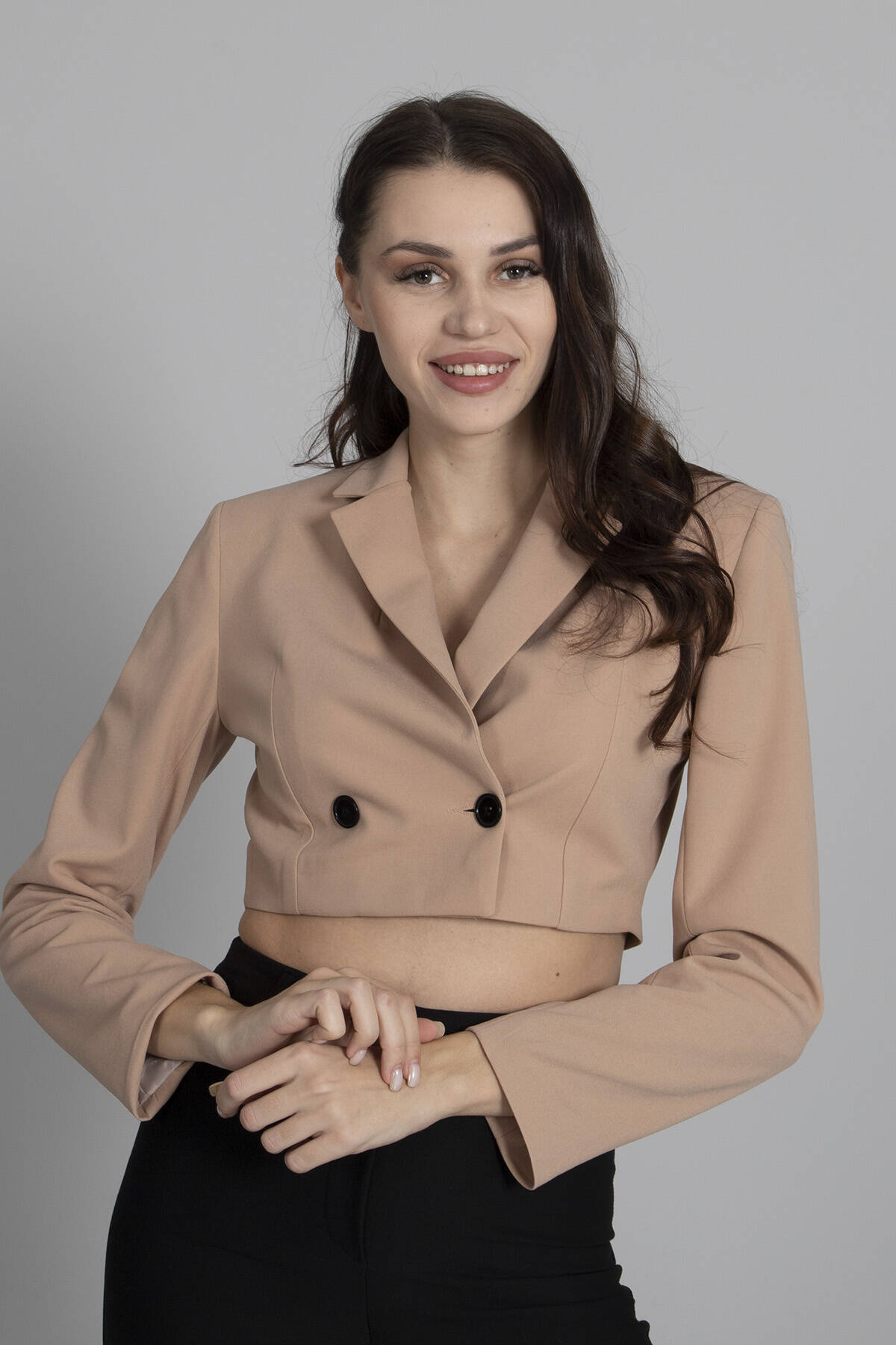 Bej Astarlı Crop Blazer Ceket 0105118.55 