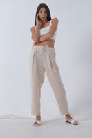 Bej Beli Lastikli Keten Pantolon 3970412.55 