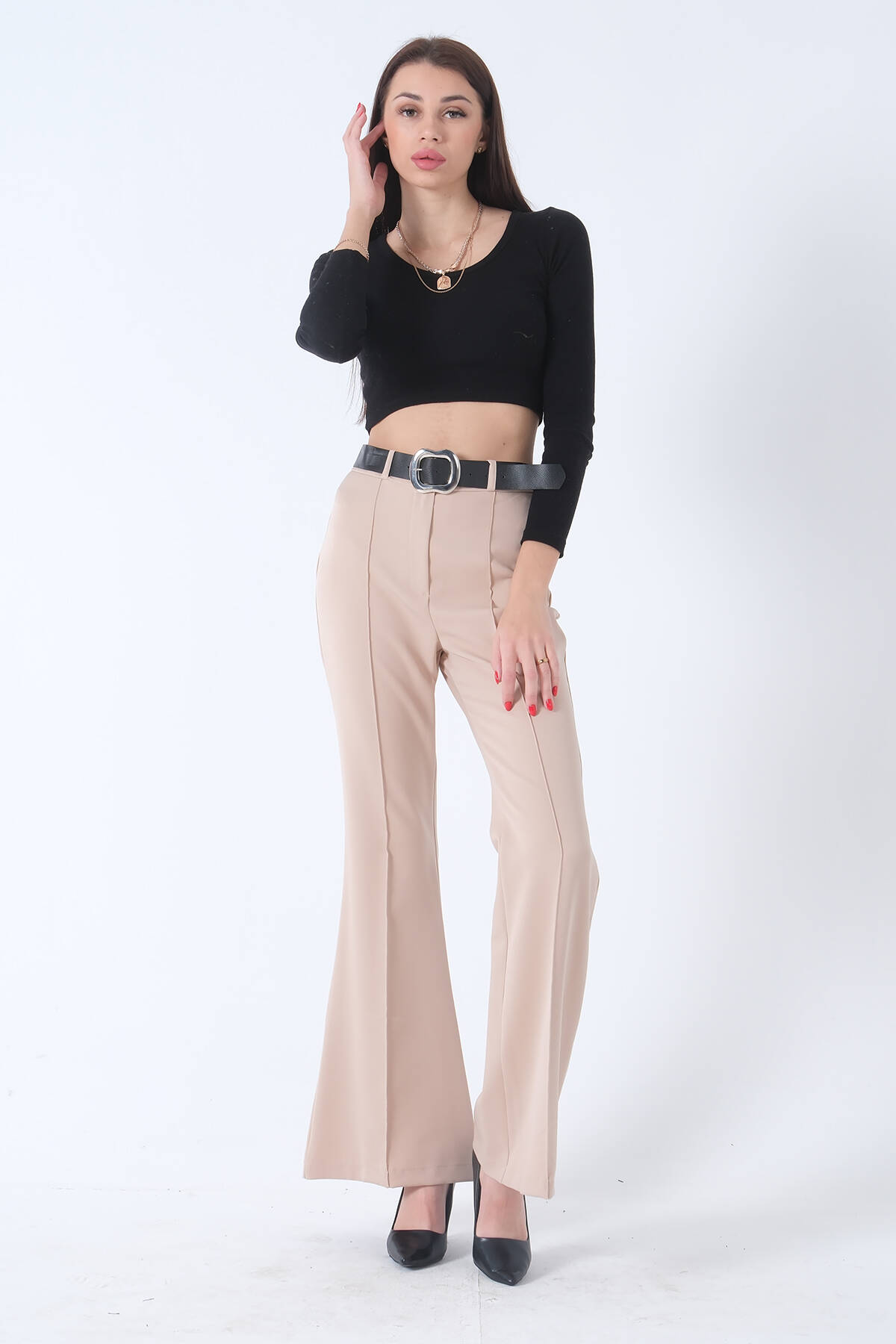 Bej Çima Dikişli İspanyol Pantolon 0303950.55 - Ardanewline (1)