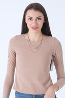 Bej Örme Bisiklet Yaka Kazak 0103013.55 