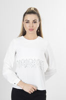 Beyaz Dantel Detaylı Şifon Bluz 0806567.15 