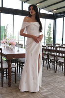 Beyaz Fiyonk Detaylı Straplez Taş İşlemeli Abiye 9705564.15 Beyaz