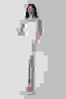 Beyaz Göğüs ve Yırtmaç Taş İşlemeli Abiye 08010202.15 