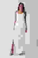 Beyaz Gümüş Askı Detaylı Yırtmaçlı Straplez Abiye 0801023.15 Beyaz