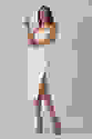 Beyaz İp Askılı Yırtmaç Detaylı Midi Boy Abiye 0801078.15 Beyaz