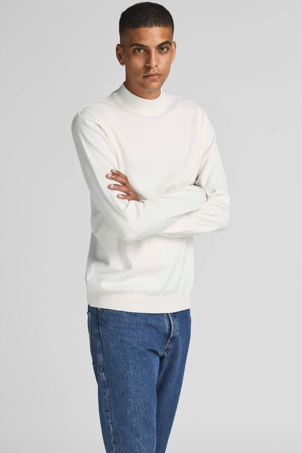 Beyaz Jack&Jones Yarım Balıkçı Yaka Erkek Kazak 77724K12190170.15 