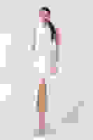 Beyaz Önü Taş Detaylı Yırtmaçlı Tüy Detaylı Abiye 9705402.15 