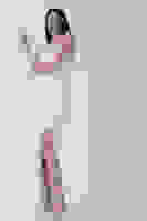 Beyaz Taş İşlemeli Straplez Yırtmaçlı Abiye 0801045.15 