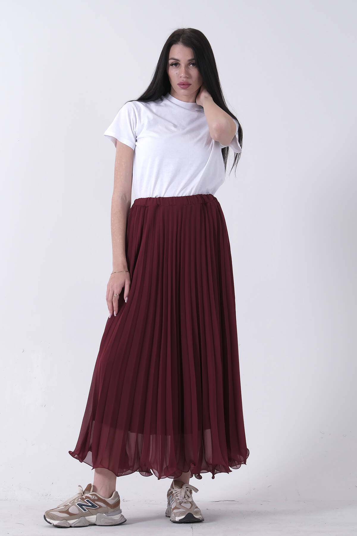 Bordo Astarlı Piliseli Etek 4594046.04 - Ardanewline