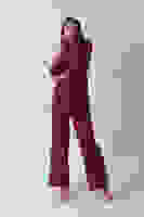 Bordo Beli Kemerli Gömlek Yaka Tunik Pantolonlu Takım 4592258.04 Bordo