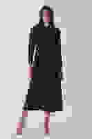 Bordo Bisiklet Yaka Önü Pile Detaylı Beli Kemerli Elbise 4593453.04 Bordo