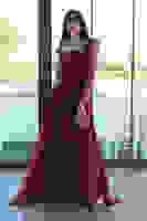 Bordo Boncuk İşlemeli Tül Kol Detaylı Uzun Abiye 9705463.04 Bordo