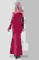 Bordo Drapeli Üzeri Işıltı Nokta Detaylı Kollu Abiye 0802502.04 Bordo