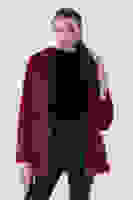 Bordo Fermuarlı Oversize Kapüşonlu Çift Cepli Peluş Mont 0108078.04 