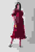 Bordo Göğüs Ve Etek Ucu Çiçek Detaylı Abiye Elbise 9705622.04 Bordo