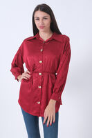 Bordo Gömlek Yaka Desenli Saten Tunik 45951991.04 