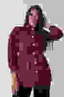 Bordo Gömlek Yaka Düğme Kapamalı Bel Bağlamalı Tunik 4595331.04 Bordo