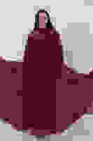 Bordo Şifon Vintage Tesettür Abiye 9705249.04 