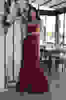 Bordo Taş İşlemeli Uzun Balık Abiye 0801056.04 Bordo