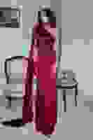 Bordo Yaka Kuşak Detaylı Tek Omuz Abiye 0801099.04 Bordo