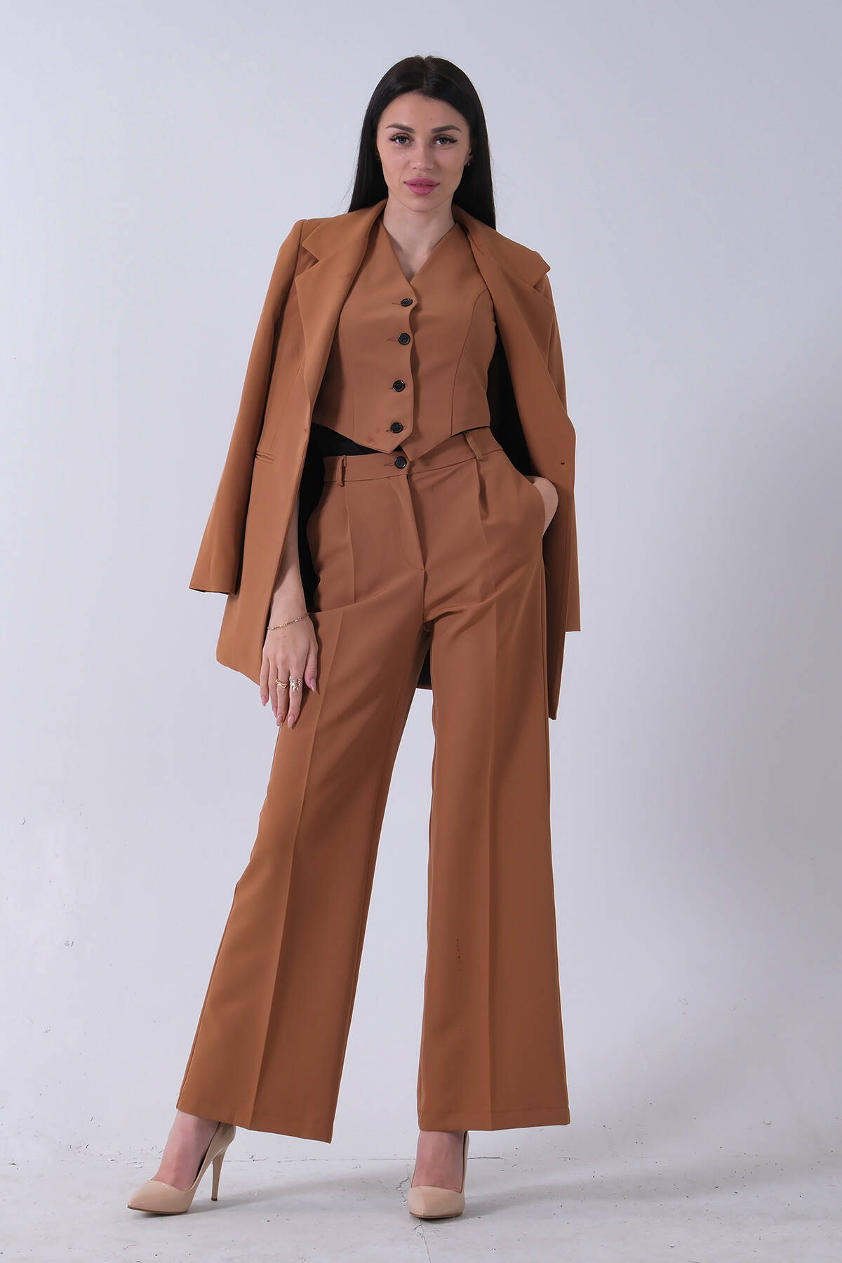 Camel Ceket-Yelek Pantolonlu 3'lü Takım Elbise 0106324.09 - Ardanewline (1)