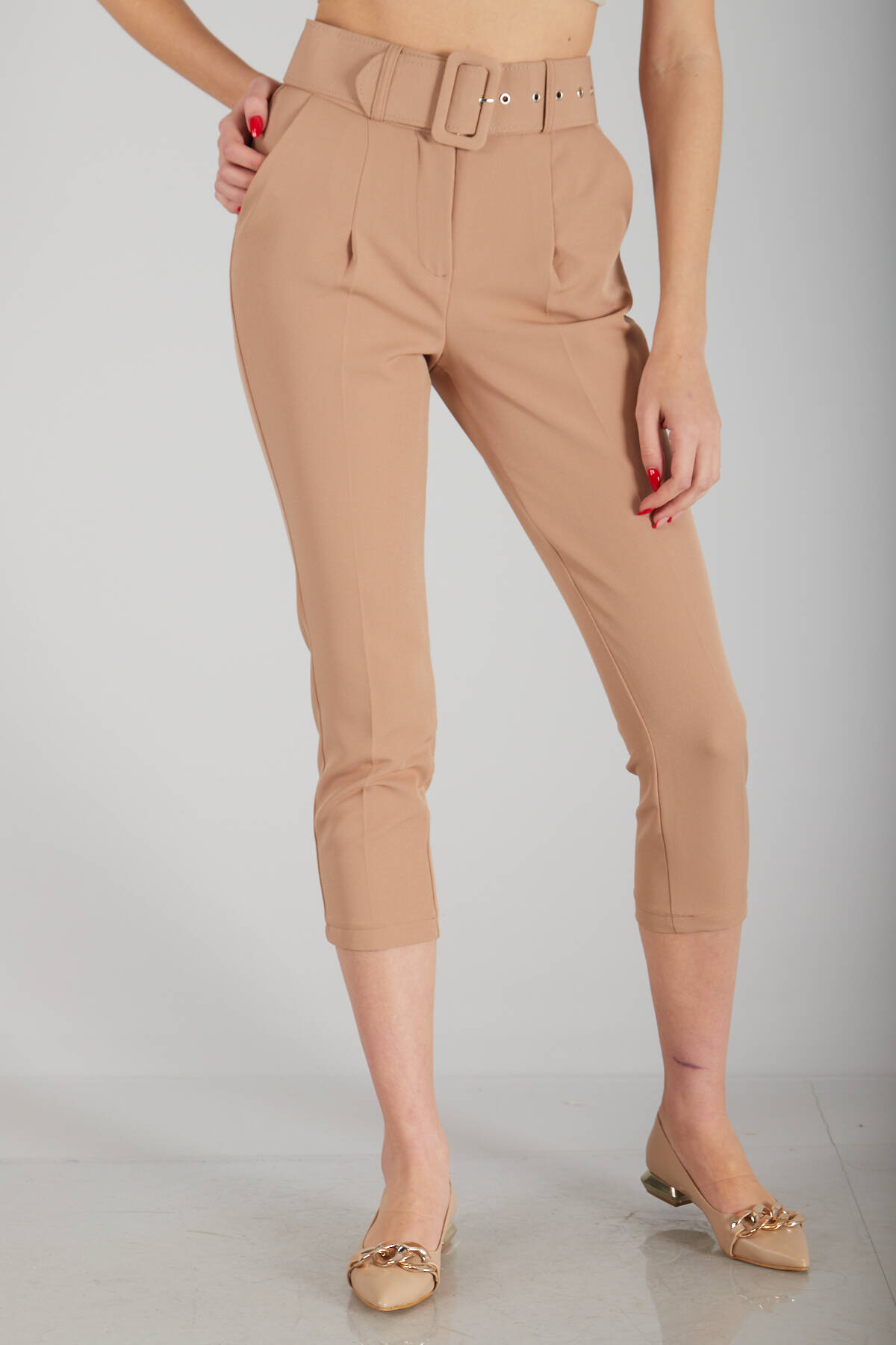 Camel Geniş Kemerli Bilek Paça Klasik Pantolon 0303553.09 - Ardanewline (1)