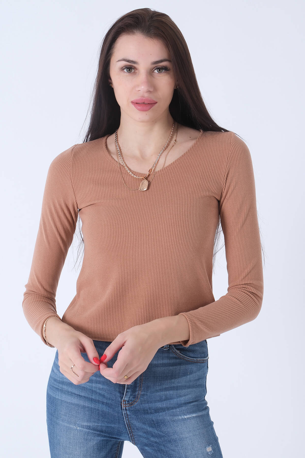 Camel Örme V Yaka Kazak 0103012.09 