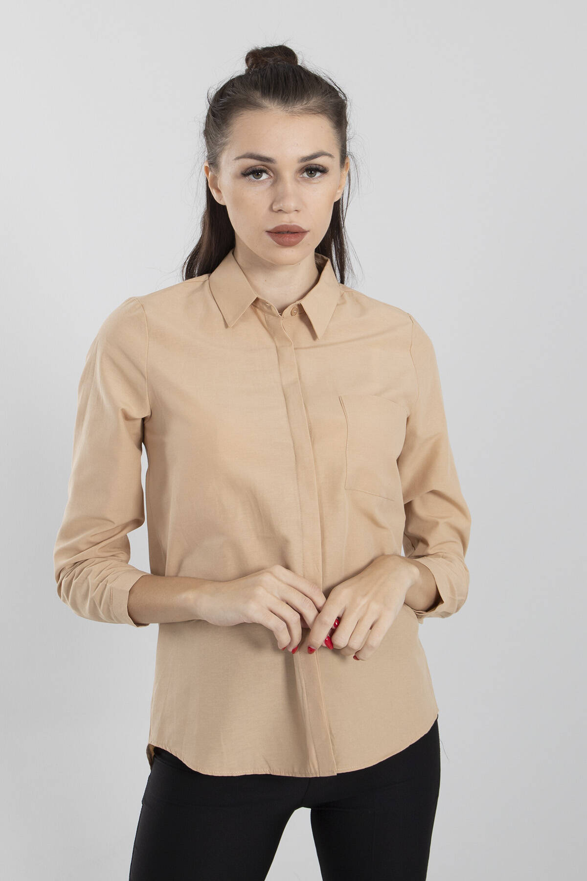 Camel Uzun Kol Düğme Kapamalı Gömlek 382462.09 