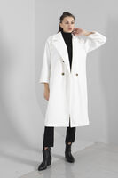 Ekru Önden Düğmeli Oversize Örme Kaşe Kaban 0108068.147 