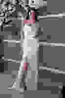 Ekru Straplez Drape Detaylı Yırtmaçlı Saten Kumaş Abiye Elbise 1607209.147 Ekru