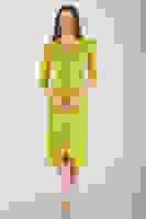 Fıstık Kruvaze Yaka Midi Boy Krep Elbise 0104010.22 