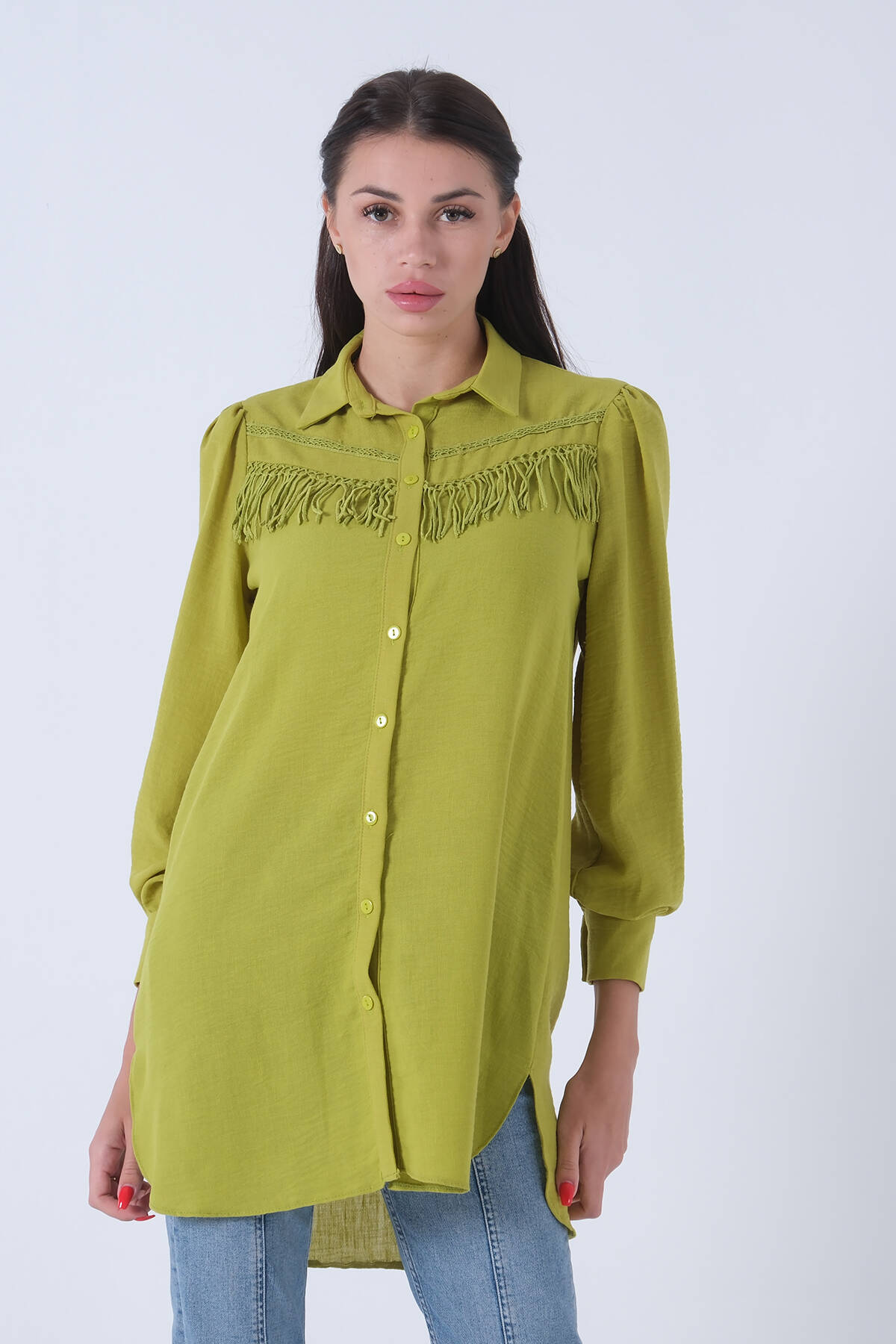 Fıstık Ön Göğüs İp Püskül Detaylı Tunik 0806189.22 