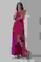 Fuşya Askılı Drapeli Uzun Şifon Abiye 08020032.12 Fuşya