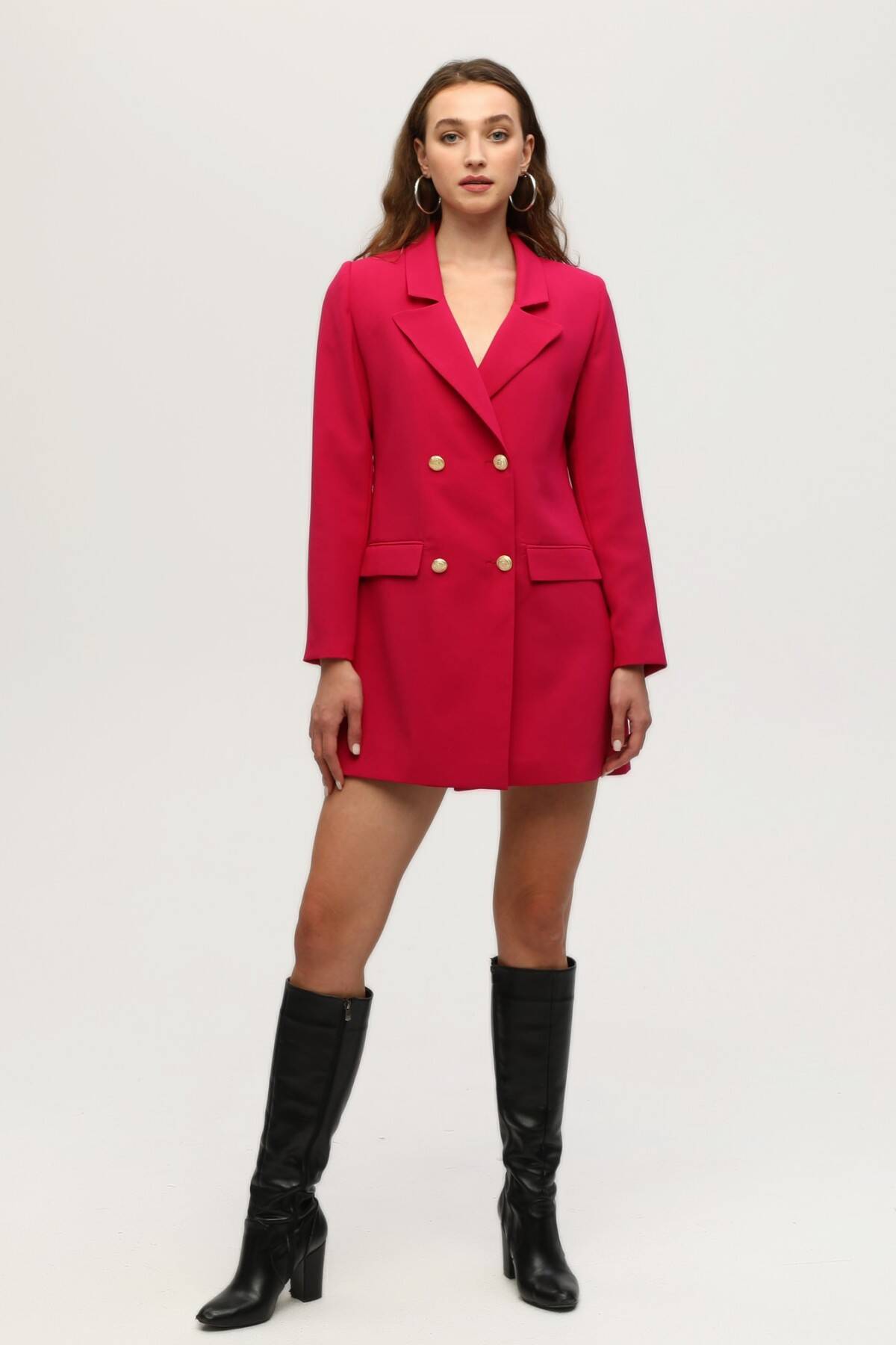 Fuşya Astarlı Düğme Kapamalı Blazer Ceket 0105123.12 Fuşya