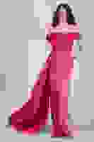 Fuşya Drape Detaylı Saten Kumaş Abiye Elbise 9704858.12 