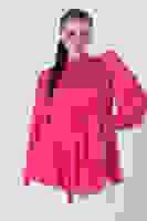 Fuşya Kolu Lastikli Belden Bağlamalı Saten Tunik 44510418.12 