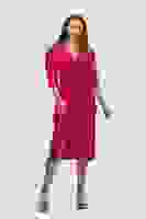 Fuşya Kruvaze Yaka Midi Boy Krep Elbise 0104010.12 