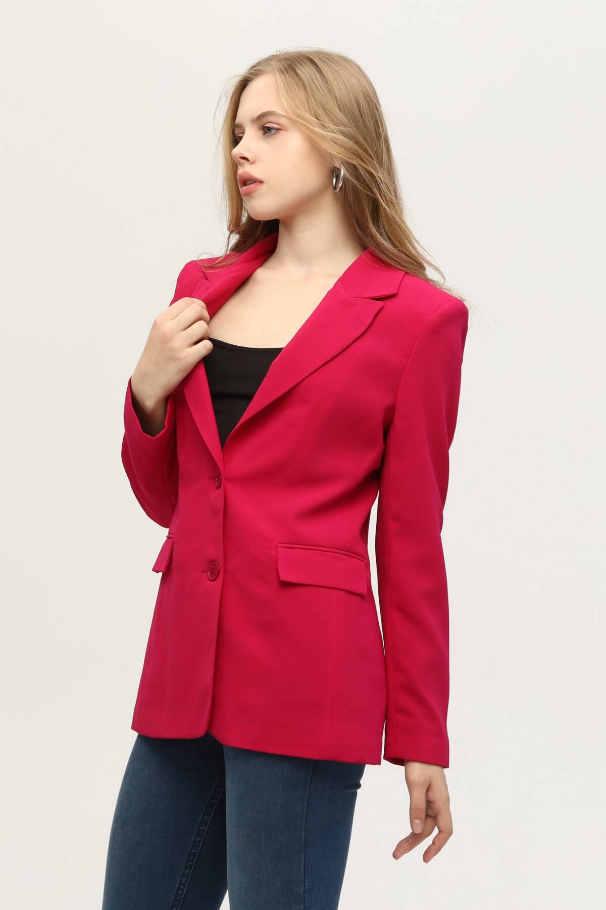 Fuşya Vatkalı Astarlı Blazer Ceket 0105110.12 