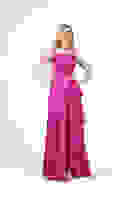 Fuşya Yırtmaç Detaylı Saten Abiye Elbise 4522348.12 