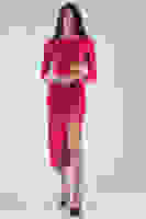 Fuşya Yırtmaçlı Tokalı Elbise 0104025.12 