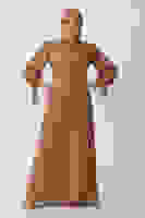 Gold Bisiklet Yaka Boncuk İşlemeli Büyük Beden Tesettür Abiye 6502501.122 Gold